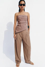 Top asymétrique en mélange de lin ZW Collection