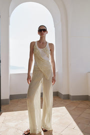 Pantalon contrasté au crochet
