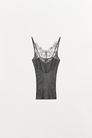 Top en maille à bretelles en dentelle