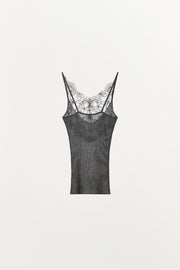 Top en maille à bretelles en dentelle