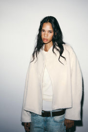 Blouson effet fourrure croisé