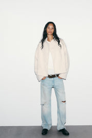 Blouson effet fourrure croisé