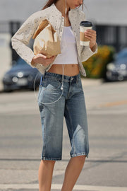 Jean capri en denim TRF taille mi-haute