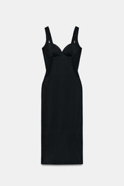 Robe midi contrastée en polyamide