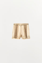 Short en organza imprimé et brodé