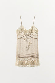 Robe en organza imprimée et brodée
