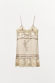 Robe en organza imprimée et brodée