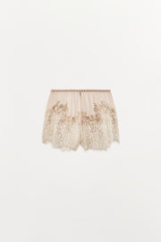 Short en georgette brodée et dentelle