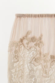 Short en georgette brodée et dentelle