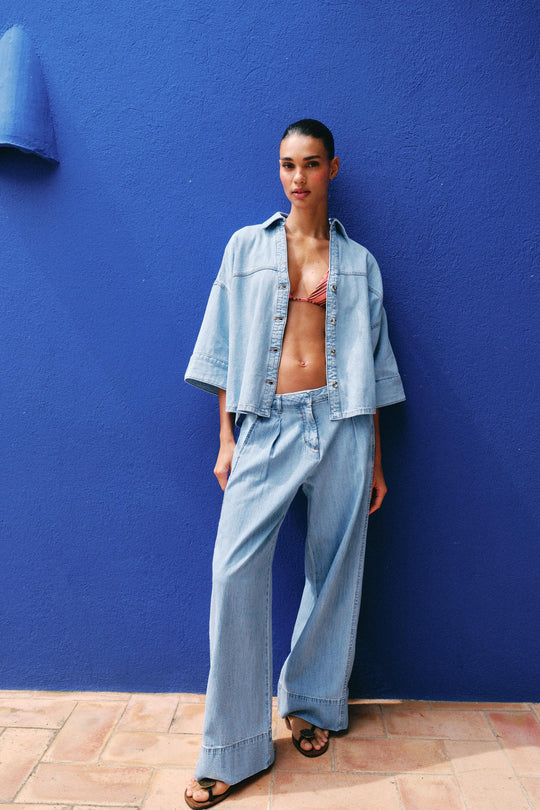 Jean Z1975 à jambe large, taille haute et pinces