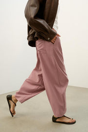 Pantalon coupe barrel à taille élastique