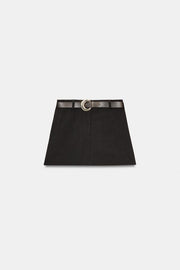 Jupe-culotte à ceinture et fines rayures