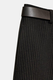Jupe-culotte à ceinture et fines rayures