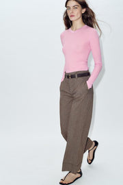 Pantalon chevrons avec ceinture