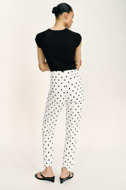 Pantalon taille haute à pois