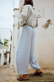Pantalon coupe barrel texturé