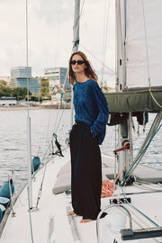 Pantalon palazzo à bouton doré