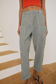 Pantalon à taille élastique à carreaux