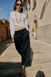 Pantalon coupe barrel en popeline