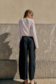 Pantalon coupe barrel en popeline