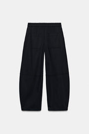 Pantalon coupe barrel en popeline