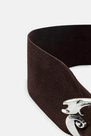 Ceinture 100 % cuir suédé à boucle organique