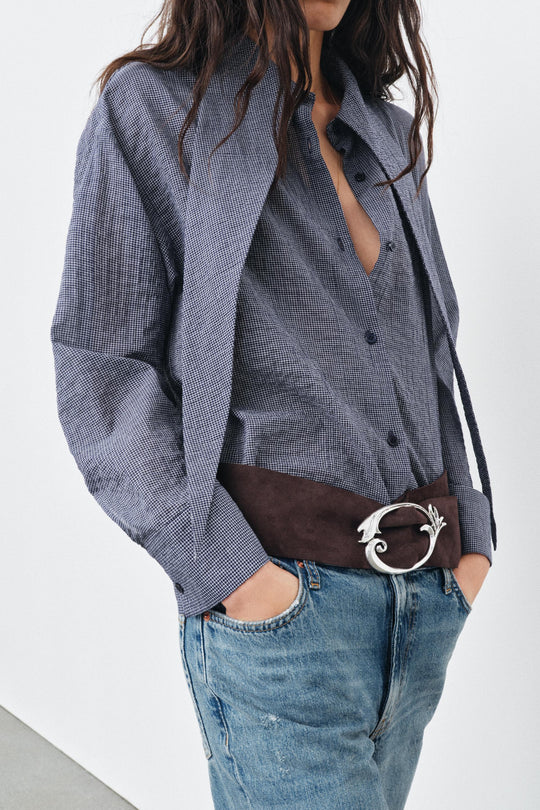 Ceinture 100 % cuir suédé à boucle organique