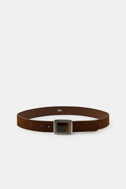 Ceinture 100 % cuir suédé à boucle effet pierre