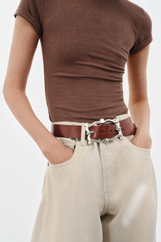 Ceinture 100 % cuir à boucle organique