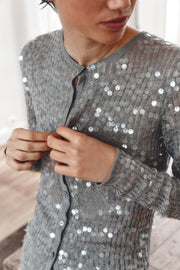 Jupe midi à sequins et fente