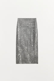 Jupe midi à sequins et fente