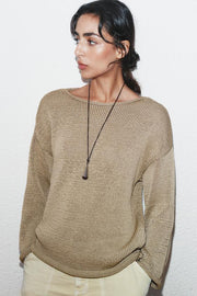 Pull en maille à col bateau