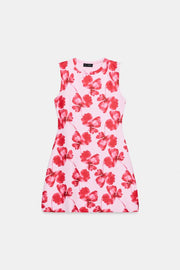 Robe mini en maille jacquard à fleurs