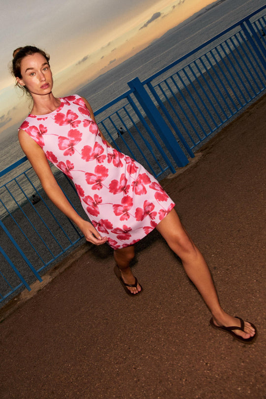 Robe mini en maille jacquard à fleurs