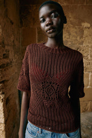Pull en maille à manches courtes