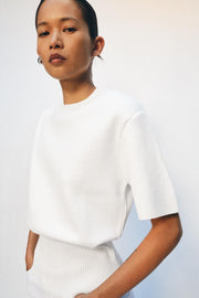 Pull en maille à épaulettes à manches courtes