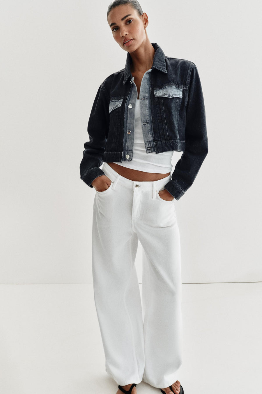 Blouson Z1975 court en denim contrasté