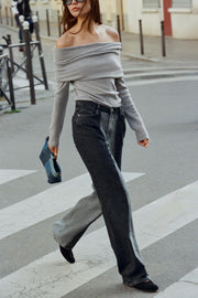 Jean Z1975 à jambe large taille haute contrasté