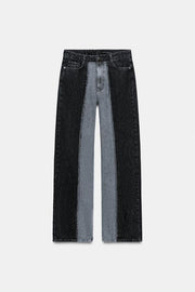 Jean Z1975 à jambe large taille haute contrasté