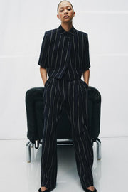 Pantalon à rayures en lin ZW Collection