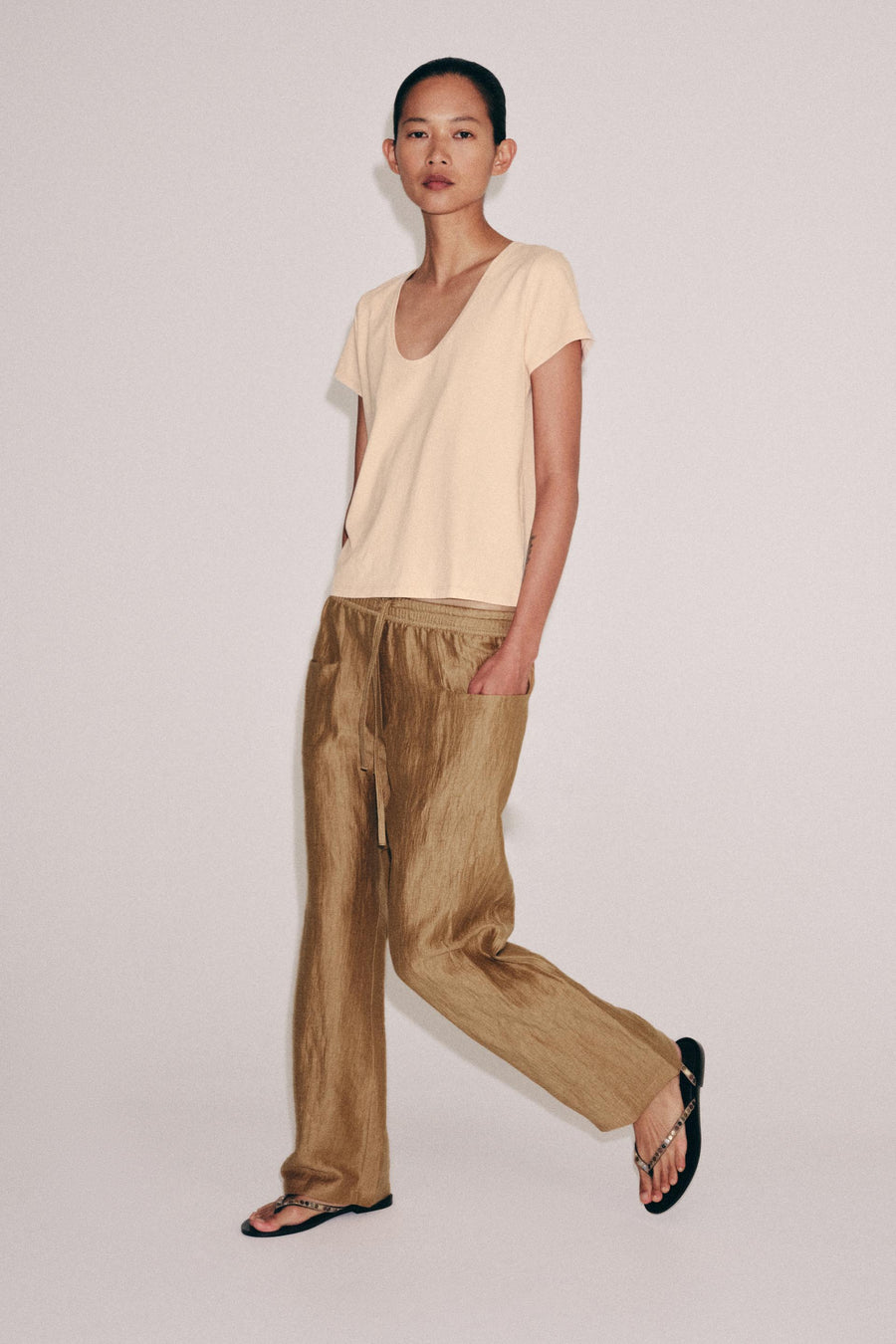 Pantalon en mélange de lin ZW Collection