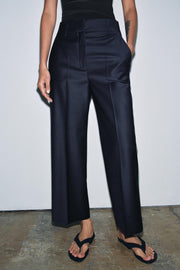 Pantalon en mélange de laine à rayure et pli marqué ZW Collection