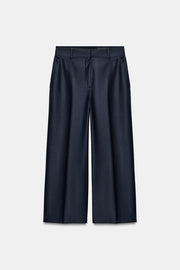 Pantalon en mélange de laine à rayure et pli marqué ZW Collection