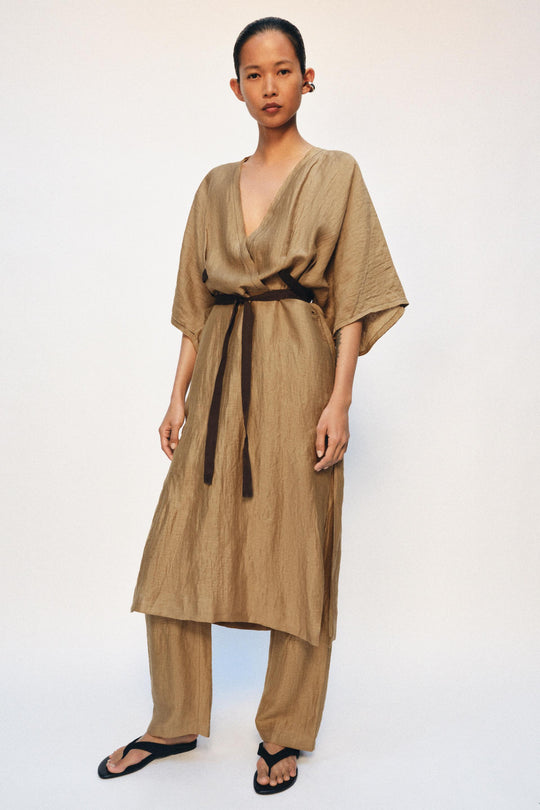 Robe tunique en mélange de lin ZW Collection