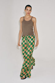 Pantalon palazzo en ramie à carreaux ZW Collection