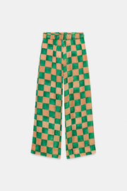 Pantalon palazzo en ramie à carreaux ZW Collection