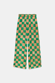 Pantalon palazzo en ramie à carreaux ZW Collection
