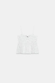 Top en maille crochetée à fleurs