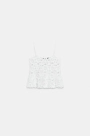 Top en maille crochetée à fleurs