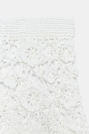 Jupe midi en maille crochetée à fleurs